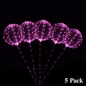 All Occasions 5 Pack PINK LED Balloons Pink LED light up balloons